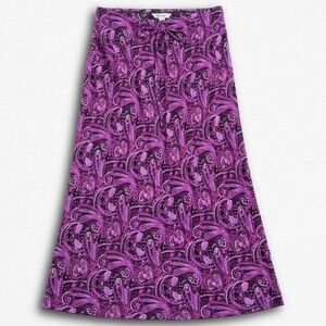 Berkertex‎ Purple Paisley Maxi Skirt Boho A-Line Ankle Length Skirt Womens